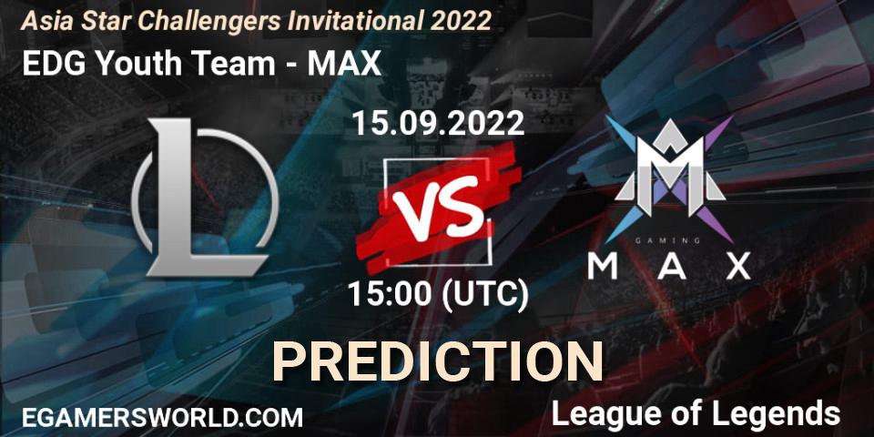 Prognose für das Spiel EDward Gaming Youth Team VS MAX. 15.09.2022 at 15:00. LoL - Asia Star Challengers Invitational 2022