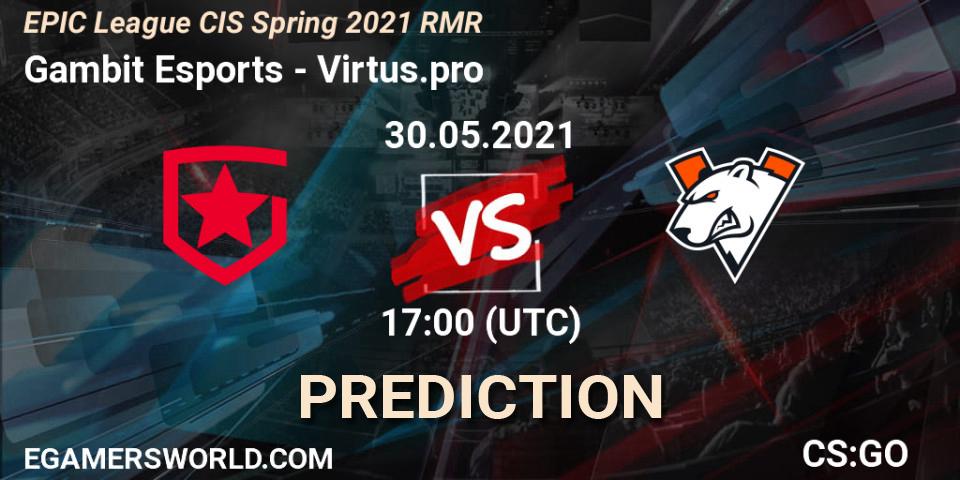 Prognose für das Spiel Gambit Esports VS Virtus.pro. 30.05.21. CS2 (CS:GO) - EPIC League CIS Spring 2021 RMR