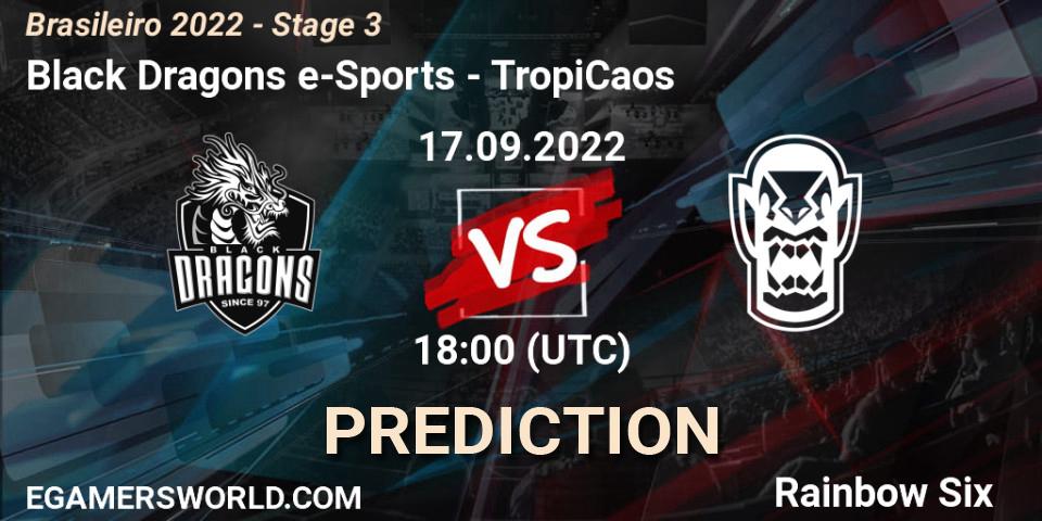 Prognose für das Spiel Black Dragons e-Sports VS TropiCaos. 17.09.2022 at 18:00. Rainbow Six - Brasileirão 2022 - Stage 3