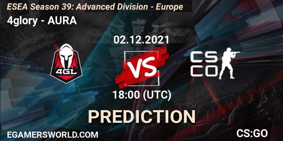 Prognose für das Spiel 4glory VS AURA. 03.12.21. CS2 (CS:GO) - ESEA Season 39: Advanced Division - Europe
