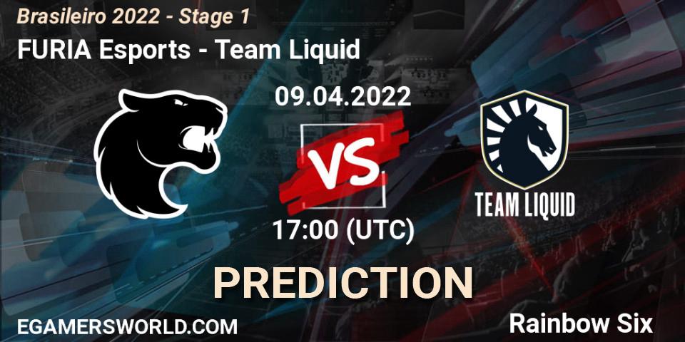 Prognose für das Spiel FURIA Esports VS Team Liquid. 09.04.2022 at 17:00. Rainbow Six - Brasileirão 2022 - Stage 1