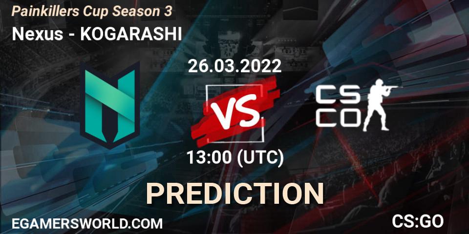 Prognose für das Spiel Nexus VS KOGARASHI. 28.03.2022 at 15:00. Counter-Strike (CS2) - Painkillers Cup Season 3