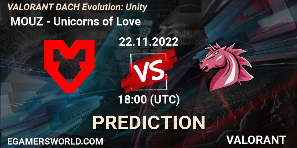 Prognose für das Spiel MOUZ VS Unicorns of Love. 22.11.22. VALORANT - VALORANT DACH Evolution: Unity