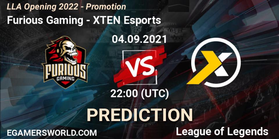 Prognose für das Spiel Furious Gaming VS XTEN Esports. 04.09.21. LoL - LLA Opening 2022 - Promotion
