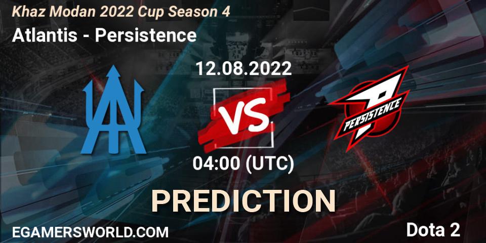 Prognose für das Spiel Atlantis VS Persistence. 12.08.2022 at 04:21. Dota 2 - Khaz Modan 2022 Cup Season 4