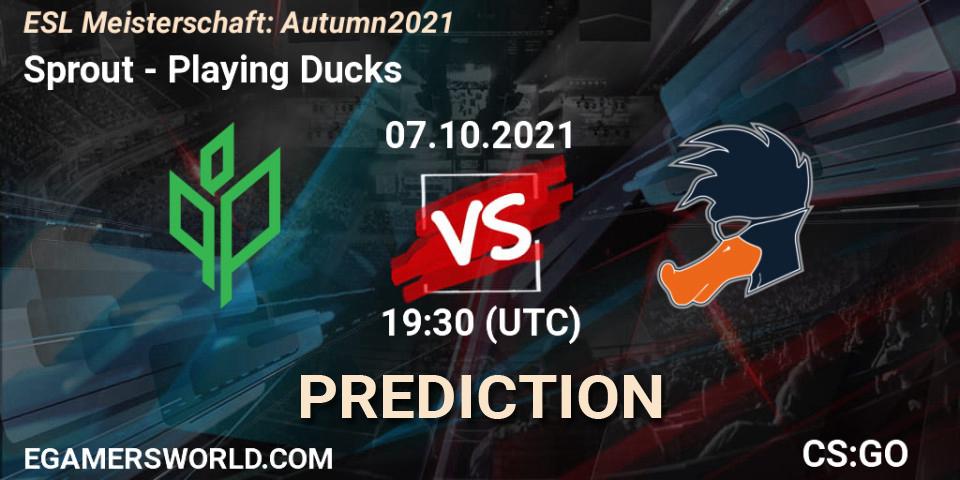 Prognose für das Spiel Sprout VS Playing Ducks. 07.10.2021 at 19:30. Counter-Strike (CS2) - ESL Meisterschaft: Autumn 2021