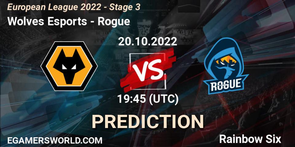 Prognose für das Spiel Wolves Esports VS Rogue. 20.10.22. Rainbow Six - European League 2022 - Stage 3