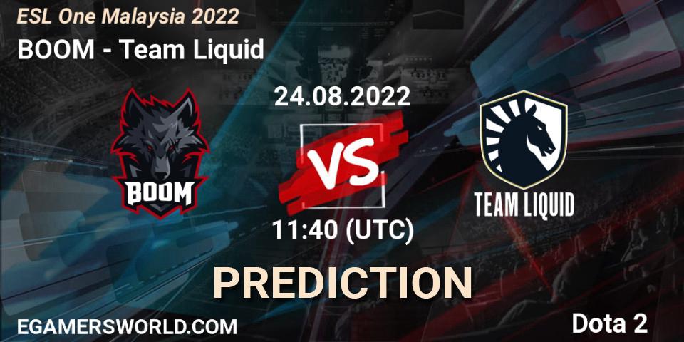Prognose für das Spiel BOOM VS Team Liquid. 24.08.22. Dota 2 - ESL One Malaysia 2022