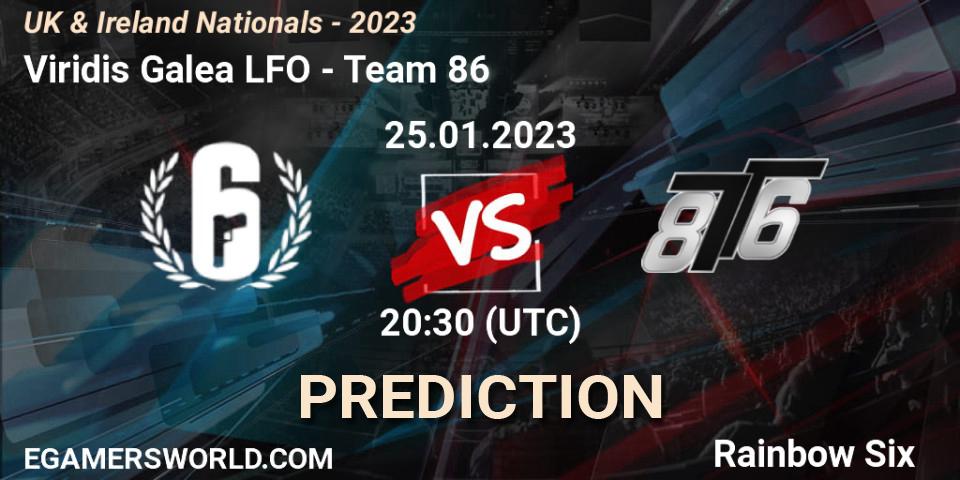 Prognose für das Spiel Viridis Galea LFO VS Team 86. 25.01.2023 at 20:30. Rainbow Six - UK & Ireland Nationals - 2023