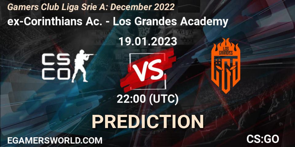 Prognose für das Spiel ex-Corinthians Ac. VS Los Grandes Academy. 19.01.2023 at 22:00. Counter-Strike (CS2) - Gamers Club Liga Série A: December 2022