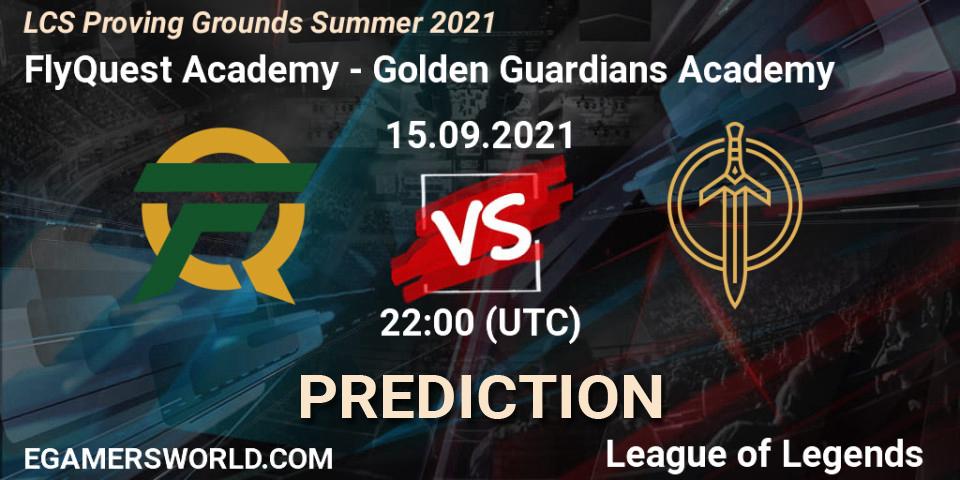 Prognose für das Spiel FlyQuest Academy VS Golden Guardians Academy. 15.09.21. LoL - LCS Proving Grounds Summer 2021