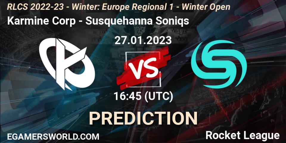 Prognose für das Spiel Karmine Corp VS Susquehanna Soniqs. 27.01.23. Rocket League - RLCS 2022-23 - Winter: Europe Regional 1 - Winter Open