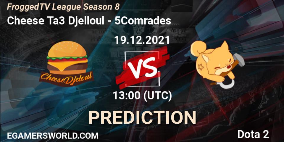 Prognose für das Spiel Cheese Ta3 Djelloul VS 5Comrades. 19.12.2021 at 13:02. Dota 2 - FroggedTV League Season 8