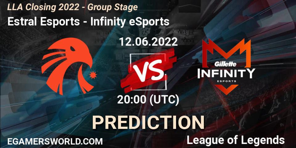 Prognose für das Spiel Estral Esports VS Infinity eSports. 12.06.22. LoL - LLA Closing 2022 - Group Stage