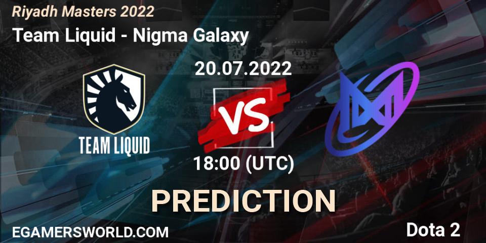 Prognose für das Spiel Team Liquid VS Nigma Galaxy. 20.07.2022 at 18:00. Dota 2 - Riyadh Masters 2022