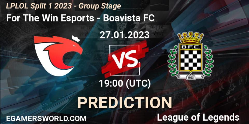 Prognose für das Spiel For The Win Esports VS Boavista FC. 27.01.2023 at 19:00. LoL - LPLOL Split 1 2023 - Group Stage