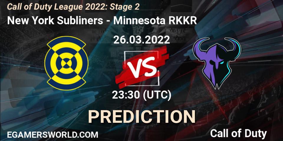 Prognose für das Spiel New York Subliners VS Minnesota RØKKR. 26.03.22. Call of Duty - Call of Duty League 2022: Stage 2