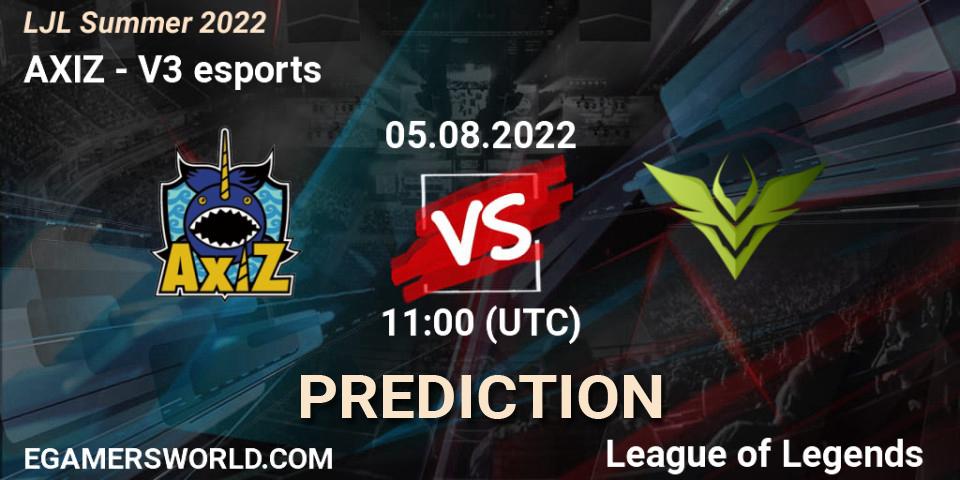 Prognose für das Spiel AXIZ VS V3 esports. 05.08.22. LoL - LJL Summer 2022