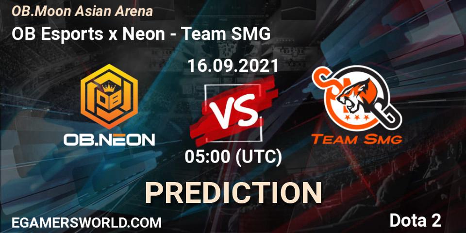 Prognose für das Spiel OB Esports x Neon VS Team SMG. 16.09.2021 at 05:06. Dota 2 - OB.Moon Asian Arena