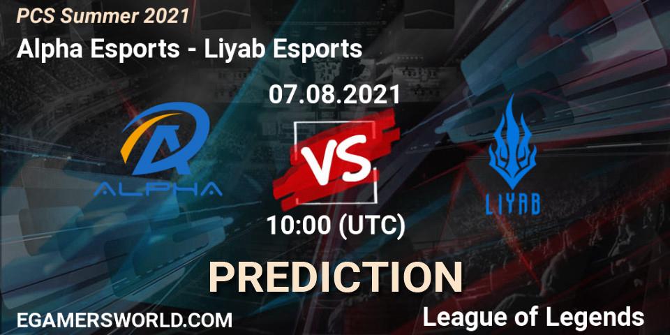 Prognose für das Spiel Alpha Esports VS Liyab Esports. 07.08.21. LoL - PCS Summer 2021