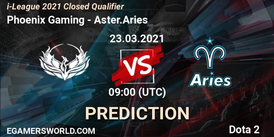 Prognose für das Spiel Phoenix Gaming VS Aster.Aries. 23.03.2021 at 09:10. Dota 2 - i-League 2021 Closed Qualifier