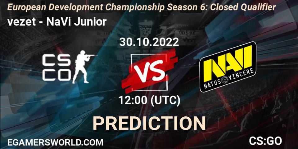 Prognose für das Spiel vezet VS NaVi Junior. 30.10.2022 at 12:00. Counter-Strike (CS2) - European Development Championship Season 6: Closed Qualifier