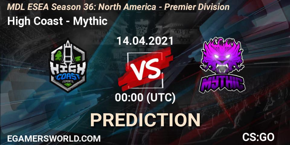 Prognose für das Spiel High Coast VS Mythic. 14.04.21. CS2 (CS:GO) - MDL ESEA Season 36: North America - Premier Division