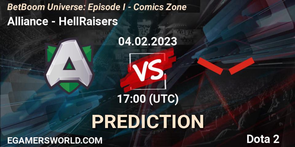 Prognose für das Spiel Alliance VS HellRaisers. 04.02.23. Dota 2 - BetBoom Universe: Episode I - Comics Zone