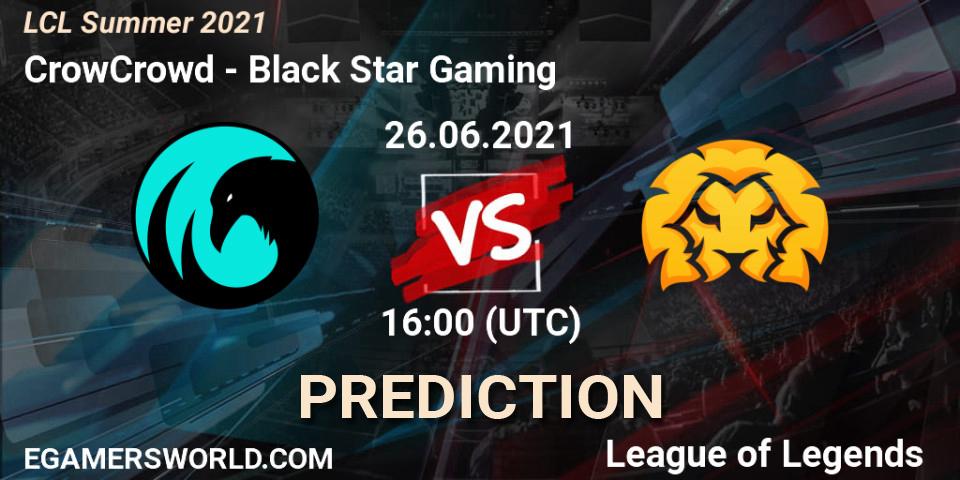 Prognose für das Spiel CrowCrowd VS Black Star Gaming. 27.06.2021 at 16:00. LoL - LCL Summer 2021