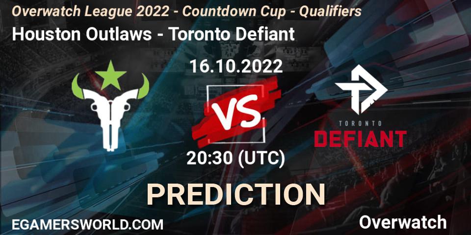 Prognose für das Spiel Houston Outlaws VS Toronto Defiant. 16.10.22. Overwatch - Overwatch League 2022 - Countdown Cup - Qualifiers