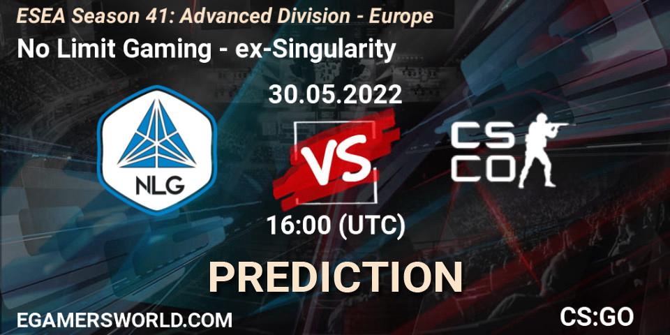 Prognose für das Spiel No Limit Gaming VS ex-Singularity. 30.05.22. CS2 (CS:GO) - ESEA Season 41: Advanced Division - Europe