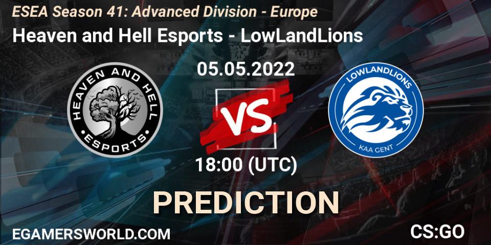 Prognose für das Spiel Heaven and Hell Esports VS LowLandLions. 05.05.2022 at 18:00. Counter-Strike (CS2) - ESEA Season 41: Advanced Division - Europe