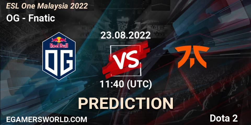 Prognose für das Spiel OG VS Fnatic. 23.08.22. Dota 2 - ESL One Malaysia 2022