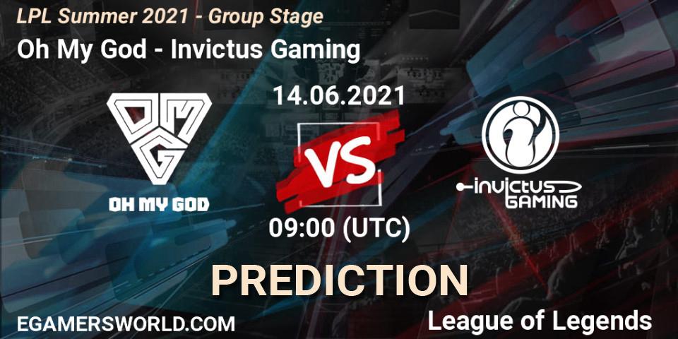 Prognose für das Spiel Oh My God VS Invictus Gaming. 14.06.21. LoL - LPL Summer 2021 - Group Stage