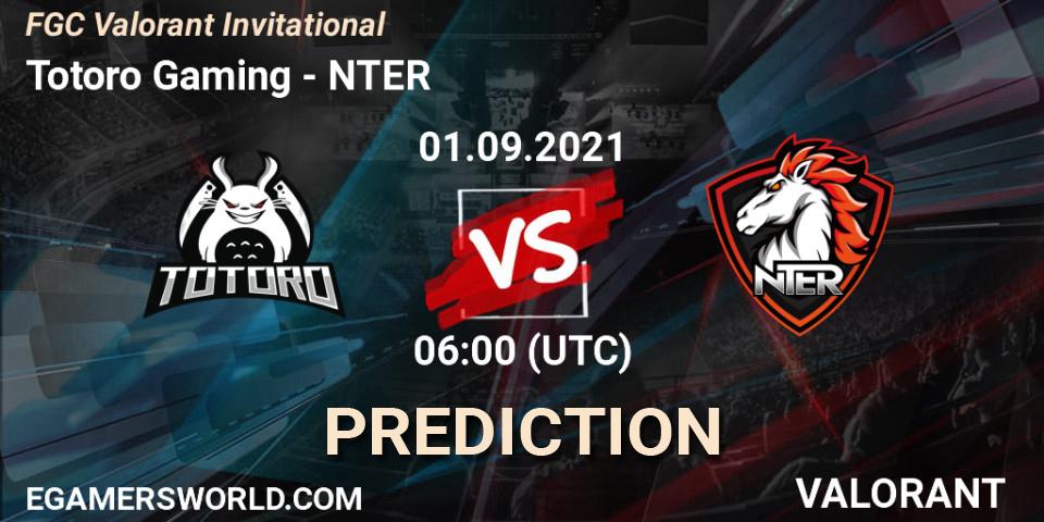 Prognose für das Spiel Totoro Gaming VS NTER. 03.09.21. VALORANT - FGC Valorant Invitational