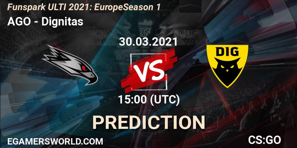 Prognose für das Spiel AGO VS Dignitas. 30.03.2021 at 14:45. Counter-Strike (CS2) - Funspark ULTI 2021: Europe Season 1