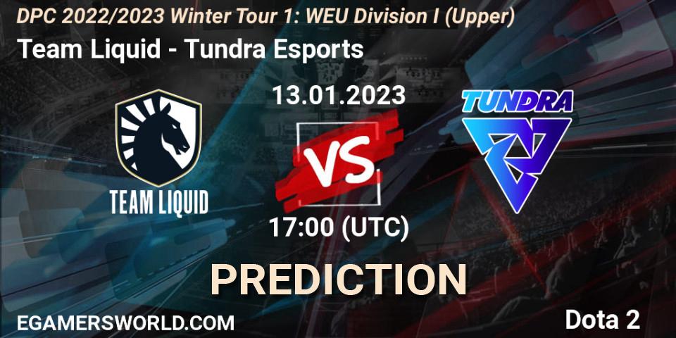 Prognose für das Spiel Team Liquid VS Tundra Esports. 13.01.2023 at 16:55. Dota 2 - DPC 2022/2023 Winter Tour 1: WEU Division I (Upper)