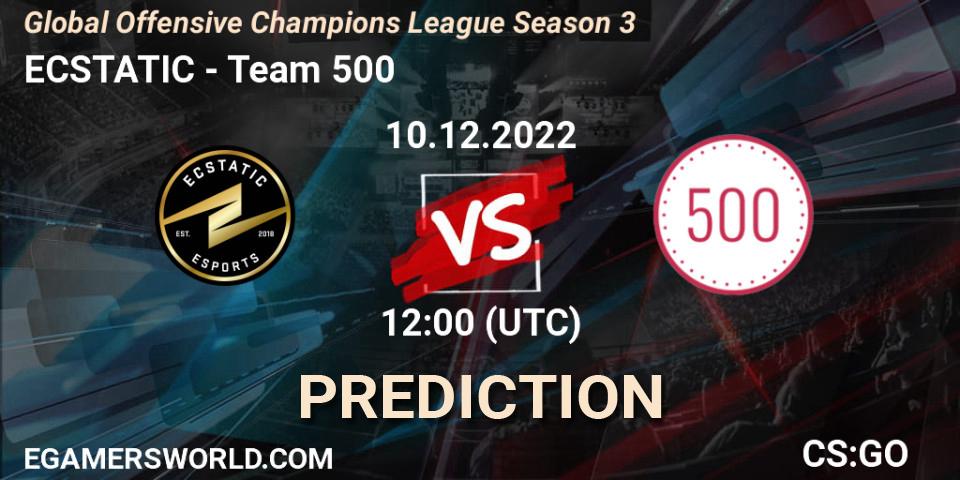Prognose für das Spiel ECSTATIC VS Team 500. 10.12.22. CS2 (CS:GO) - Global Offensive Champions League Season 3