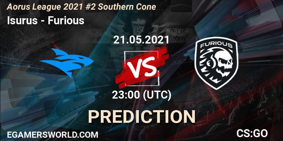 Prognose für das Spiel Isurus VS Furious. 22.05.2021 at 00:00. Counter-Strike (CS2) - Aorus League 2021 #2 Southern Cone