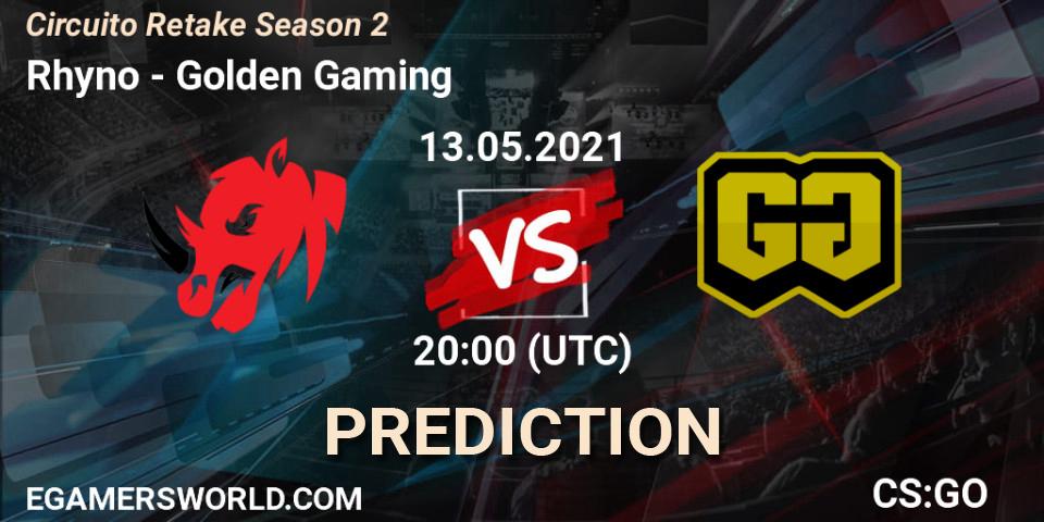 Prognose für das Spiel Rhyno VS Golden Gaming. 13.05.2021 at 20:00. Counter-Strike (CS2) - Circuito Retake Season 2