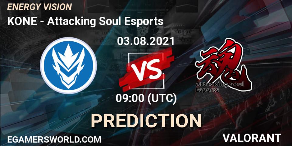 Prognose für das Spiel KONE VS Attacking Soul Esports. 03.08.2021 at 09:00. VALORANT - ENERGY VISION