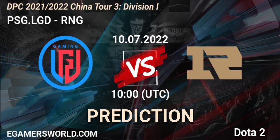 Prognose für das Spiel PSG.LGD VS RNG. 10.07.22. Dota 2 - DPC 2021/2022 China Tour 3: Division I