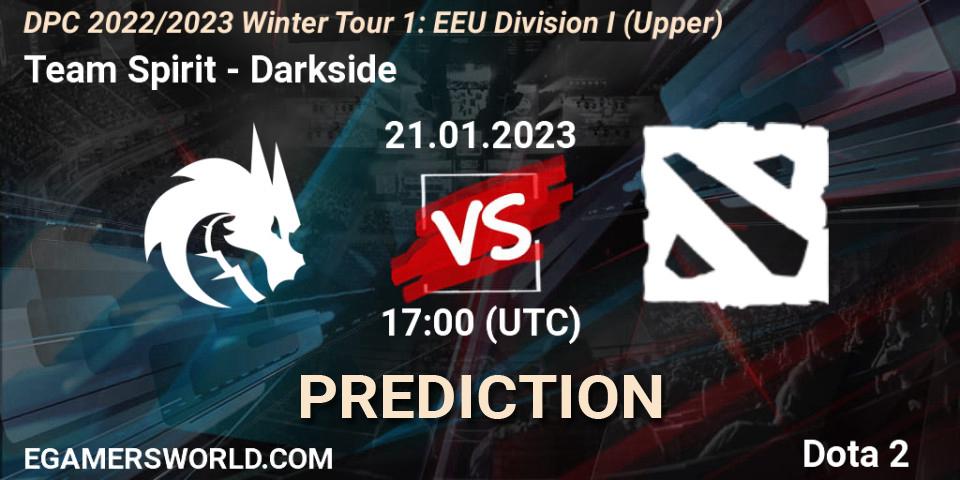 Prognose für das Spiel Team Spirit VS Darkside. 21.01.23. Dota 2 - DPC 2022/2023 Winter Tour 1: EEU Division I (Upper)