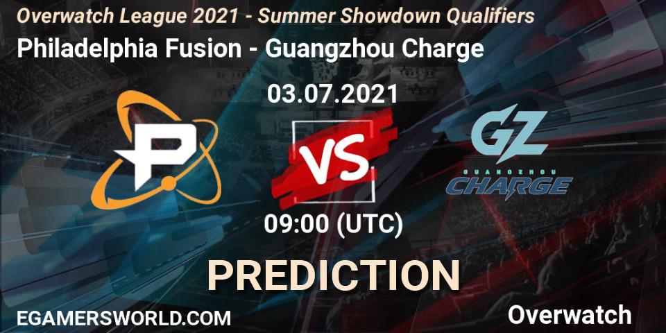 Prognose für das Spiel Philadelphia Fusion VS Guangzhou Charge. 03.07.21. Overwatch - Overwatch League 2021 - Summer Showdown Qualifiers