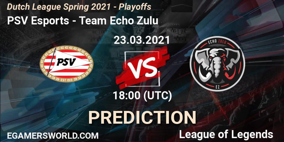 Prognose für das Spiel PSV Esports VS Team Echo Zulu. 23.03.2021 at 18:00. LoL - Dutch League Spring 2021 - Playoffs