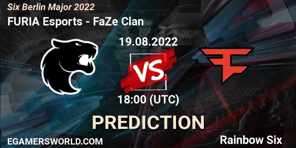 Prognose für das Spiel FURIA Esports VS FaZe Clan. 19.08.2022 at 18:00. Rainbow Six - Six Berlin Major 2022
