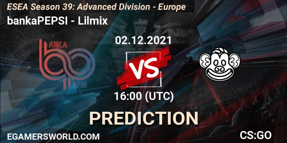 Prognose für das Spiel bankaPEPSI VS Lilmix. 02.12.21. CS2 (CS:GO) - ESEA Season 39: Advanced Division - Europe