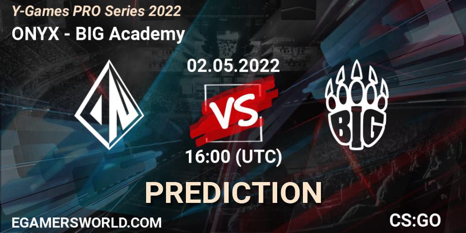 Prognose für das Spiel ONYX VS BIG Academy. 02.05.2022 at 16:00. Counter-Strike (CS2) - Y-Games PRO Series 2022