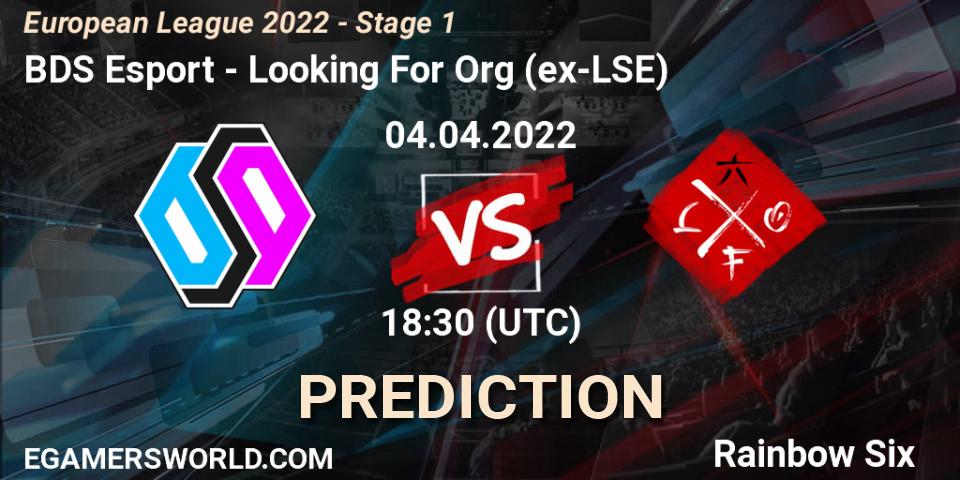 Prognose für das Spiel BDS Esport VS Looking For Org (ex-LSE). 04.04.22. Rainbow Six - European League 2022 - Stage 1