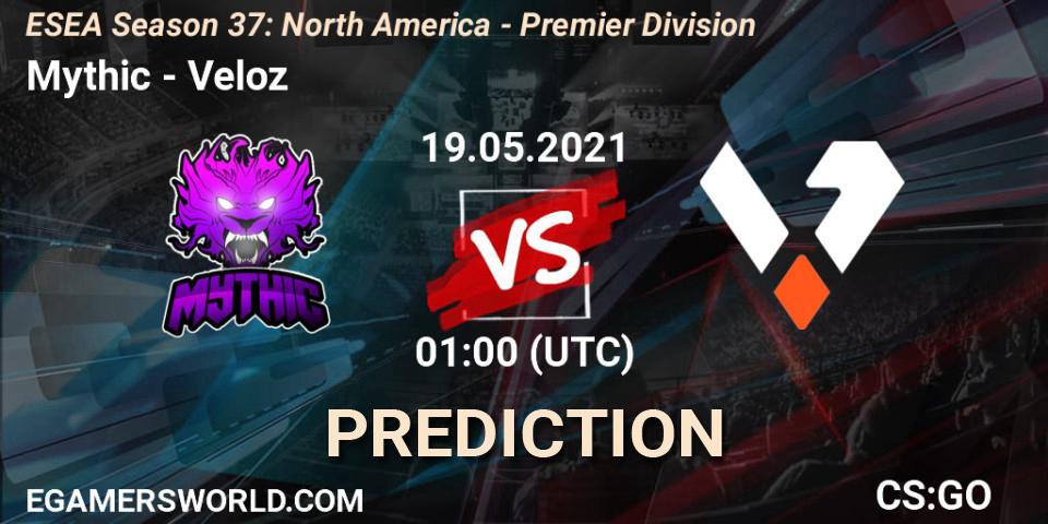 Prognose für das Spiel Mythic VS Veloz. 19.05.2021 at 01:00. Counter-Strike (CS2) - ESEA Season 37: North America - Premier Division